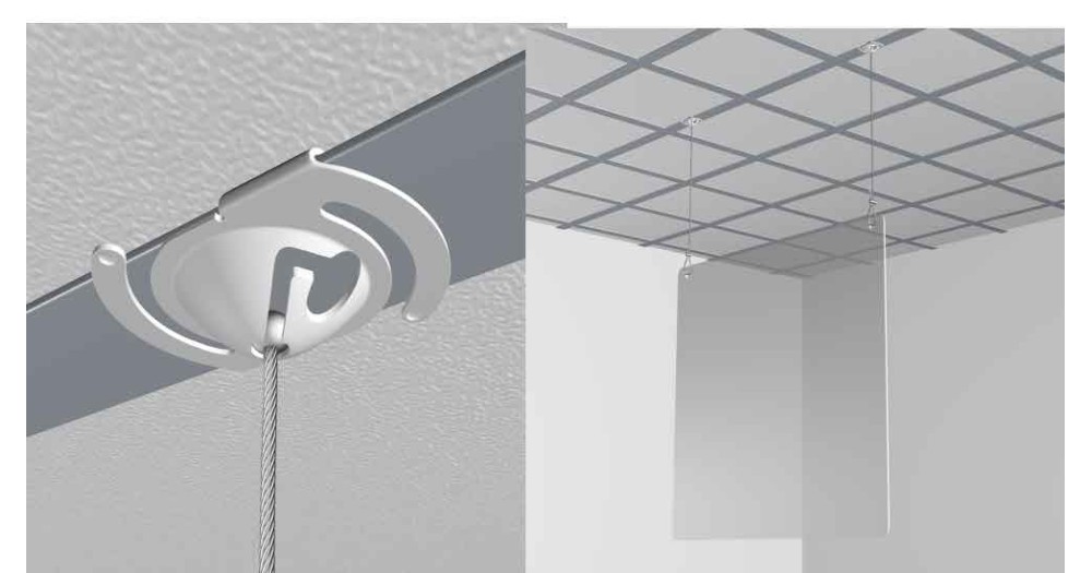 GeckoTeq Clip da soffitto in metallo bianco completa di cavo da 200cm